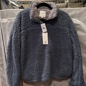 Blue gray cozy and soft sweater with front pockets